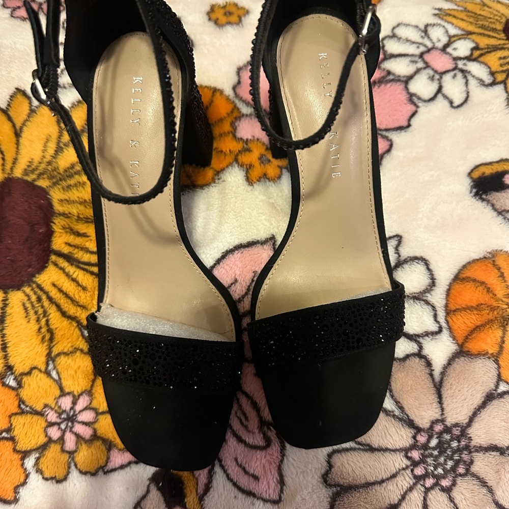 Rhinestone block heels